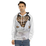 Karate Cat Print Men's Velvet Pullover Hoodie