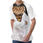 Karate Cat Print Men's Velvet T-Shirt
