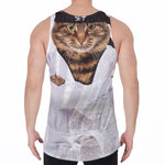 Karate Cat Print Men's Velvet Tank Top