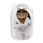 Karate Cat Print Mesh Laundry Hamper
