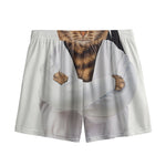 Karate Cat Print Mesh Shorts