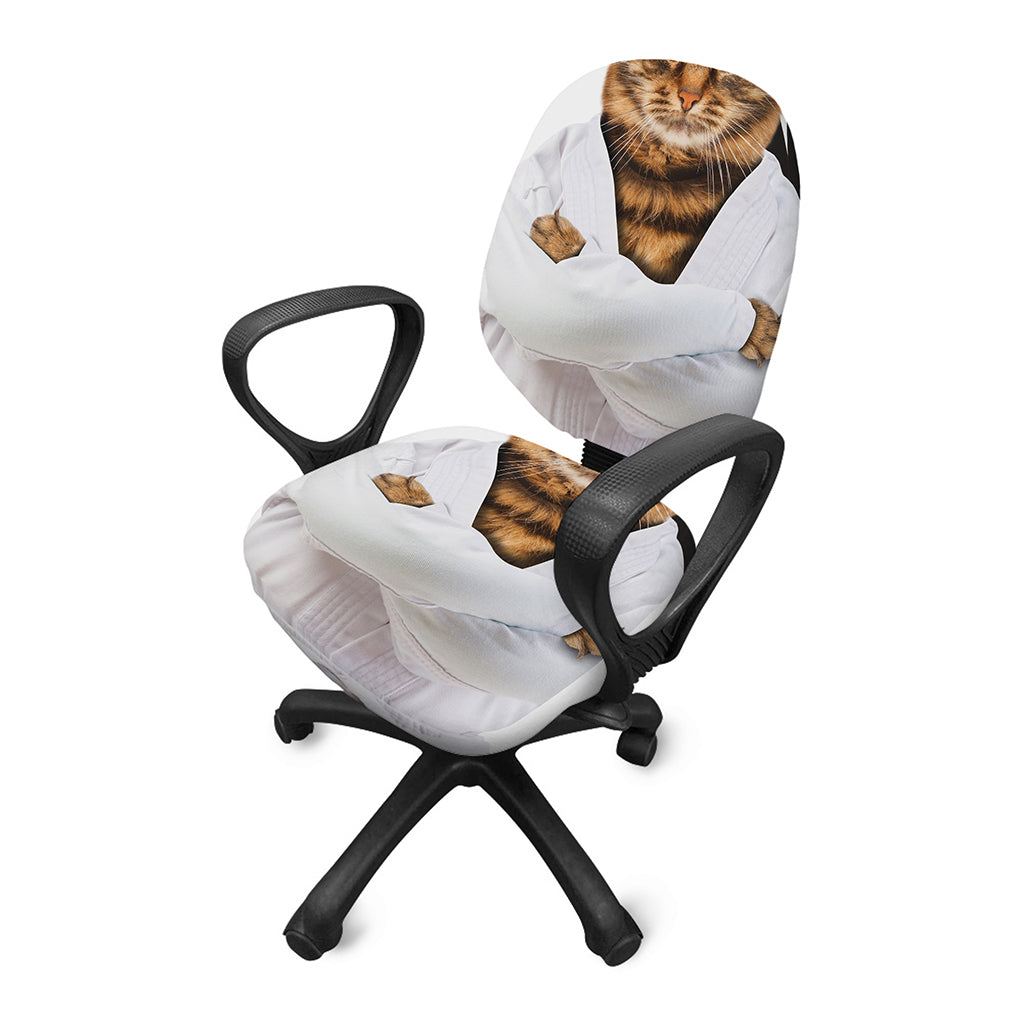 Karate Cat Print Office Chair Cover