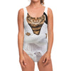 Karate Cat Print One Piece Swimsuit