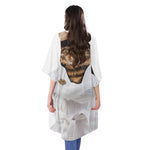 Karate Cat Print Open Front Beach Cover Up