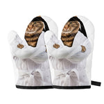 Karate Cat Print Oven Mitts