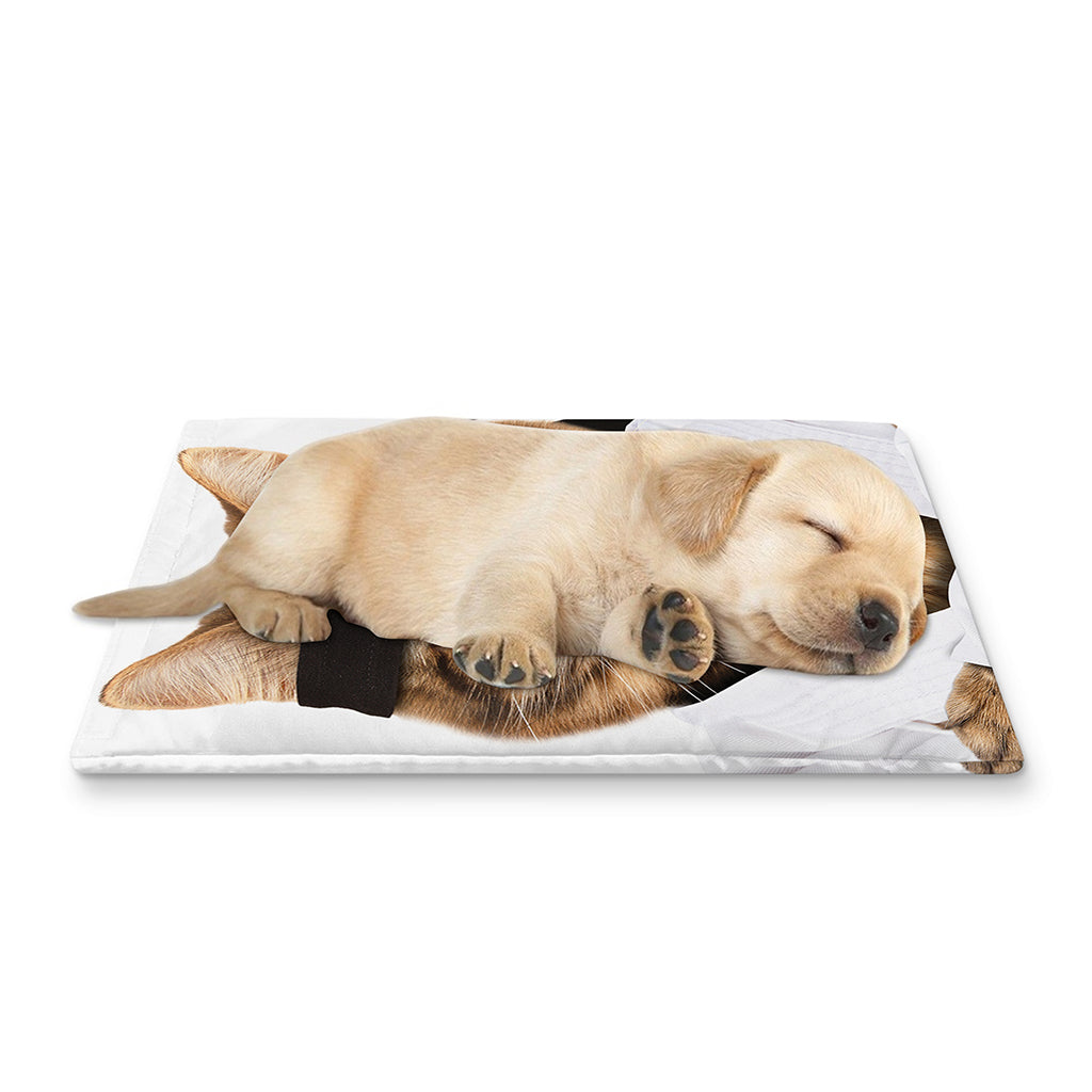Karate Cat Print Pet Cooling Mat Cover