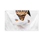 Karate Cat Print Polyester Flag