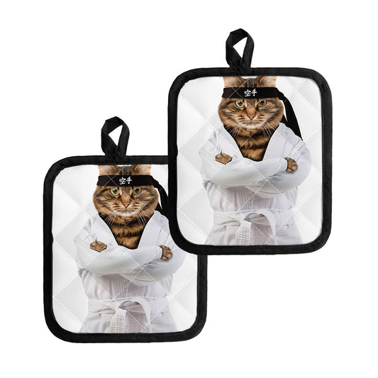 Karate Cat Print Pot Holders