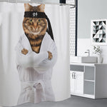 Karate Cat Print Premium Shower Curtain