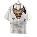 Karate Cat Print Rayon Hawaiian Shirt