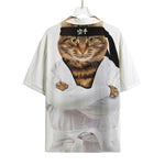 Karate Cat Print Rayon Hawaiian Shirt