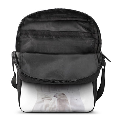Karate Cat Print Rectangular Crossbody Bag