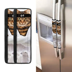 Karate Cat Print Refrigerator Handle Covers
