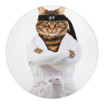 Karate Cat Print Round Blanket