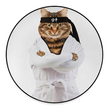 Karate Cat Print Round Floor Mat