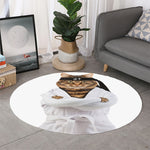 Karate Cat Print Round Rug