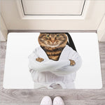 Karate Cat Print Rubber Doormat