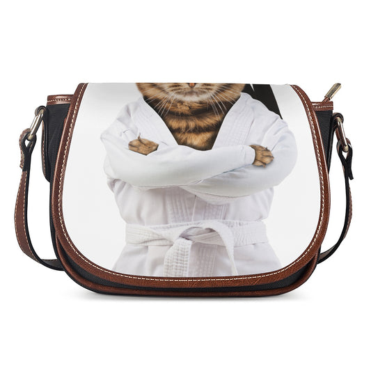 Karate Cat Print Saddle Bag