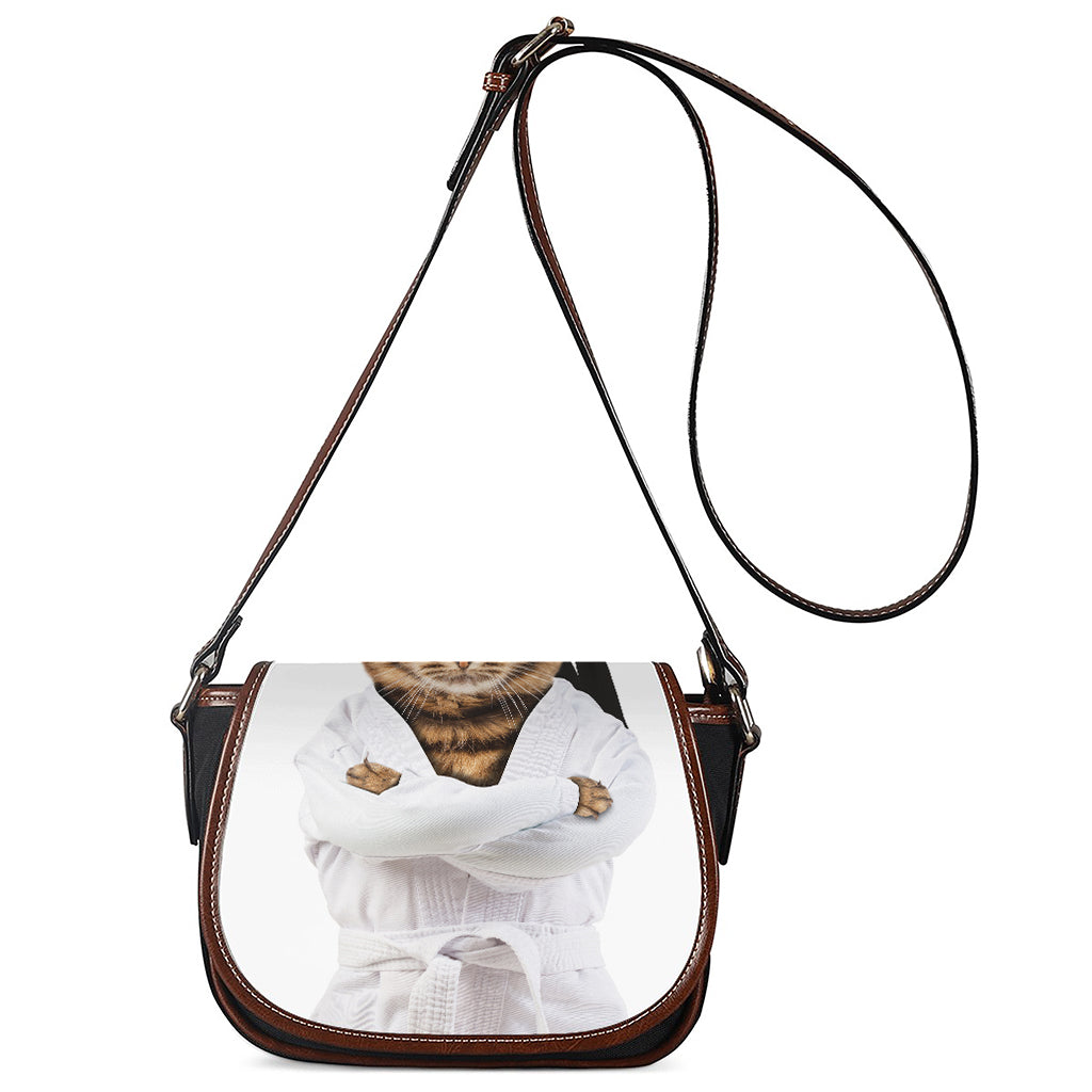 Karate Cat Print Saddle Bag