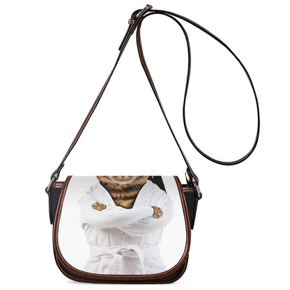 Karate Cat Print Saddle Bag
