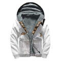 Karate Cat Print Sherpa Lined Zip Up Hoodie