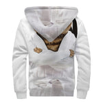 Karate Cat Print Sherpa Lined Zip Up Hoodie