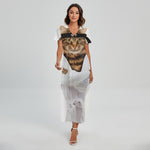 Karate Cat Print Short Sleeve Maxi Dress