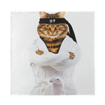 Karate Cat Print Silk Bandana