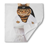 Karate Cat Print Silk Bandana