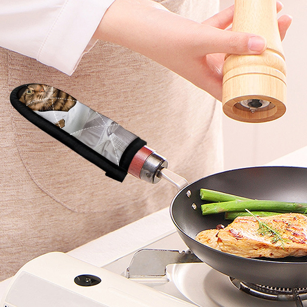 Karate Cat Print Skillet Handle Cover