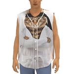 Karate Cat Print Sleeveless Baseball Jersey
