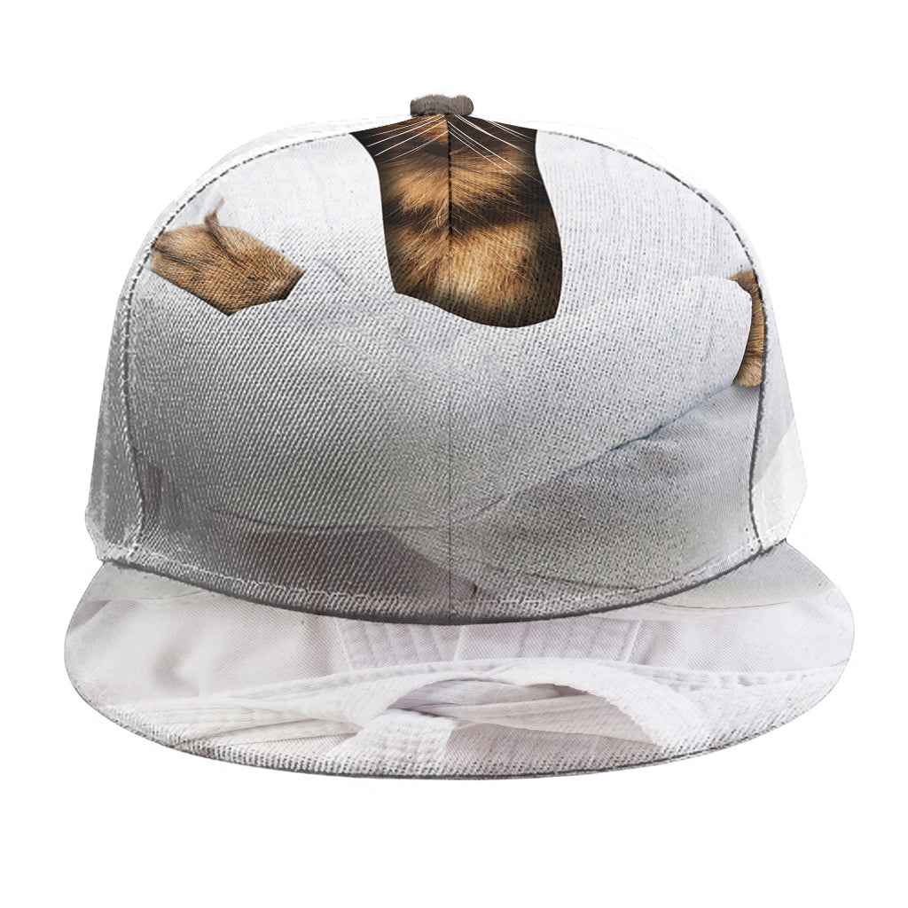 Karate Cat Print Snapback Cap