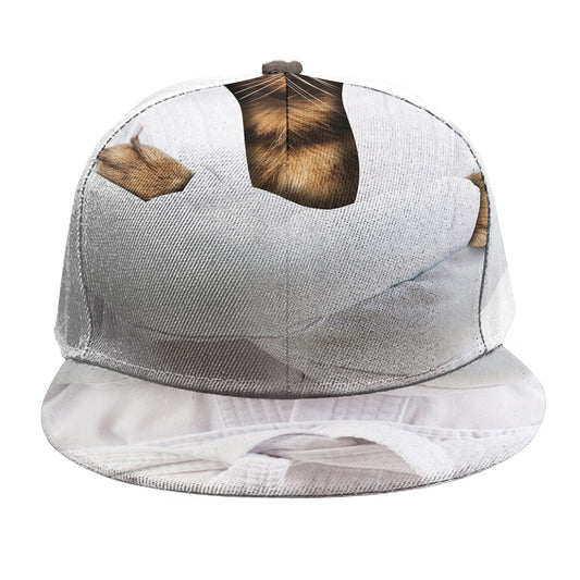 Karate Cat Print Snapback Cap