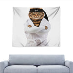Karate Cat Print Tapestry