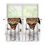 Karate Cat Print Tier Curtains