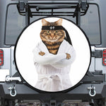 Karate Cat Print Tire Cover