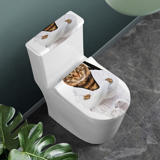 Karate Cat Print Toilet Lid And Tank Cover Set