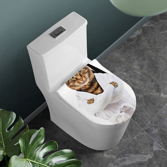 Karate Cat Print Toilet Lid Cover