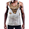 Karate Cat Print Men's Workout Tank Top
