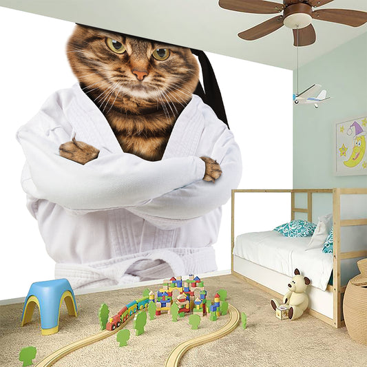 Karate Cat Print Wall Sticker