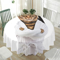 Karate Cat Print Waterproof Round Tablecloth