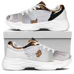 Karate Cat Print White Chunky Shoes