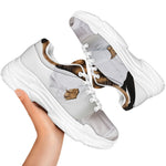 Karate Cat Print White Chunky Shoes