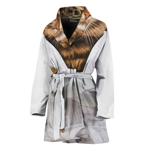 Karate Cat Print Women's Bathrobe