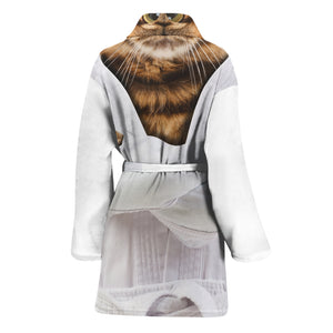 Karate Cat Print Women's Bathrobe