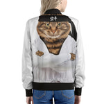 Karate Cat Print Women's Bomber Jacket