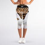 Karate Cat Print Women's Capri Leggings