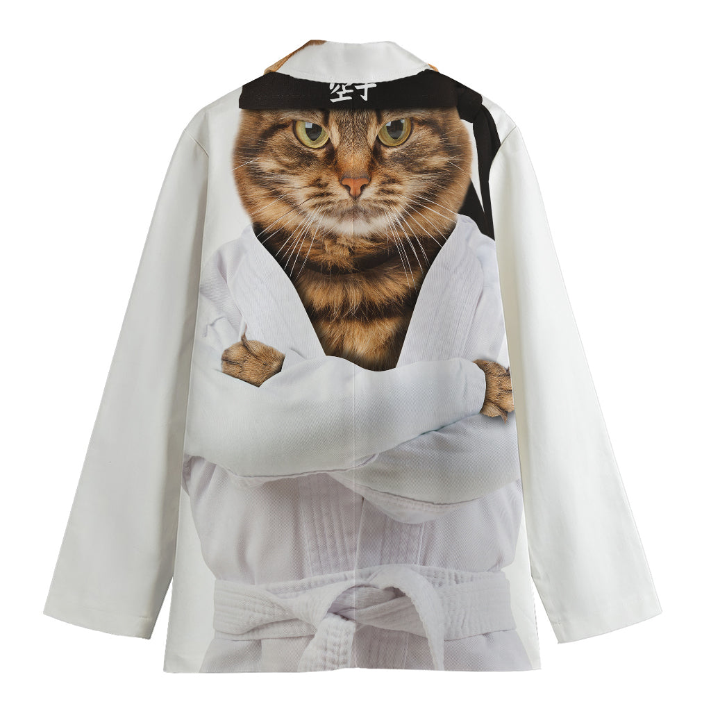 Karate Cat Print Women's Cotton Blazer
