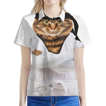 Karate Cat Print Women's Polo Shirt