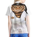 Karate Cat Print Women's Polo Shirt